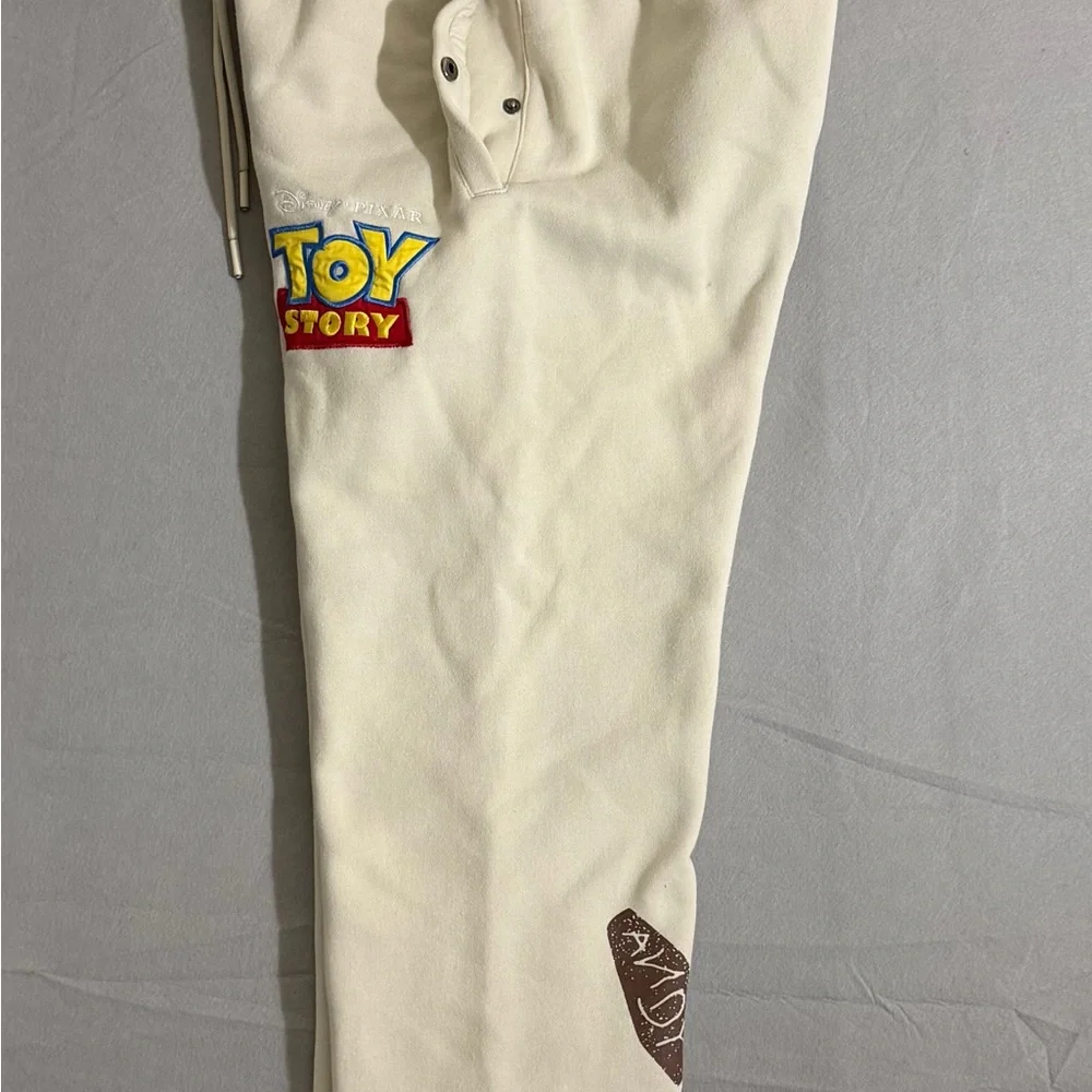 Disney Pixar Toy Story Sweatpants Mens Size M Joggers Woody‎ Buzz Rex Cream